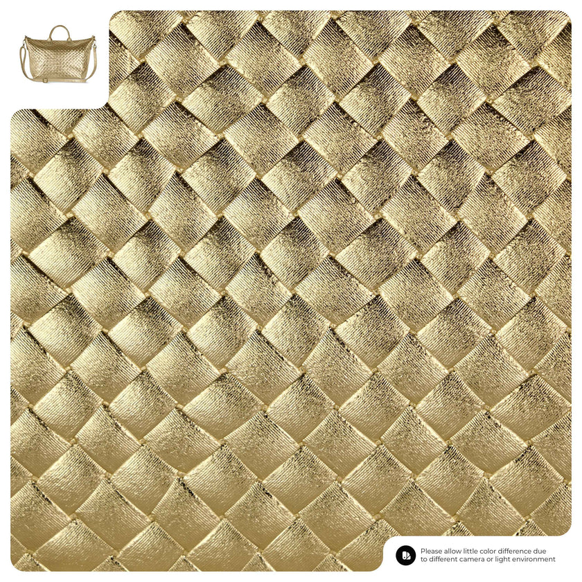 Weave Metallic Suede Leather Top-Handle Bag 112334