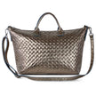 Weave Metallic Suede Leather Top-Handle Bag 112334
