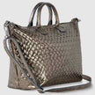 Weave Metallic Suede Leather Top-Handle Bag 112334