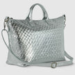 Weave Metallic Suede Leather Top-Handle Bag 112334