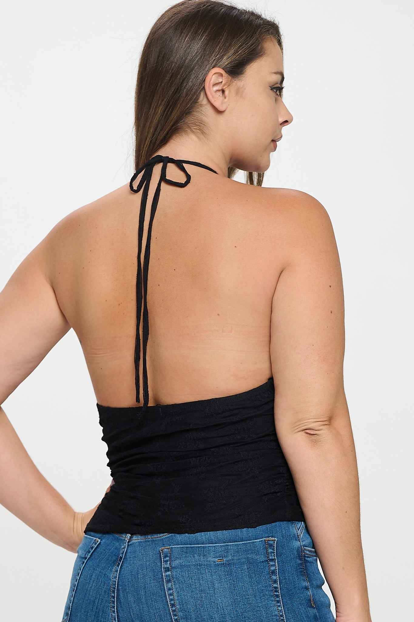 Halter Neck  Ruffle Top