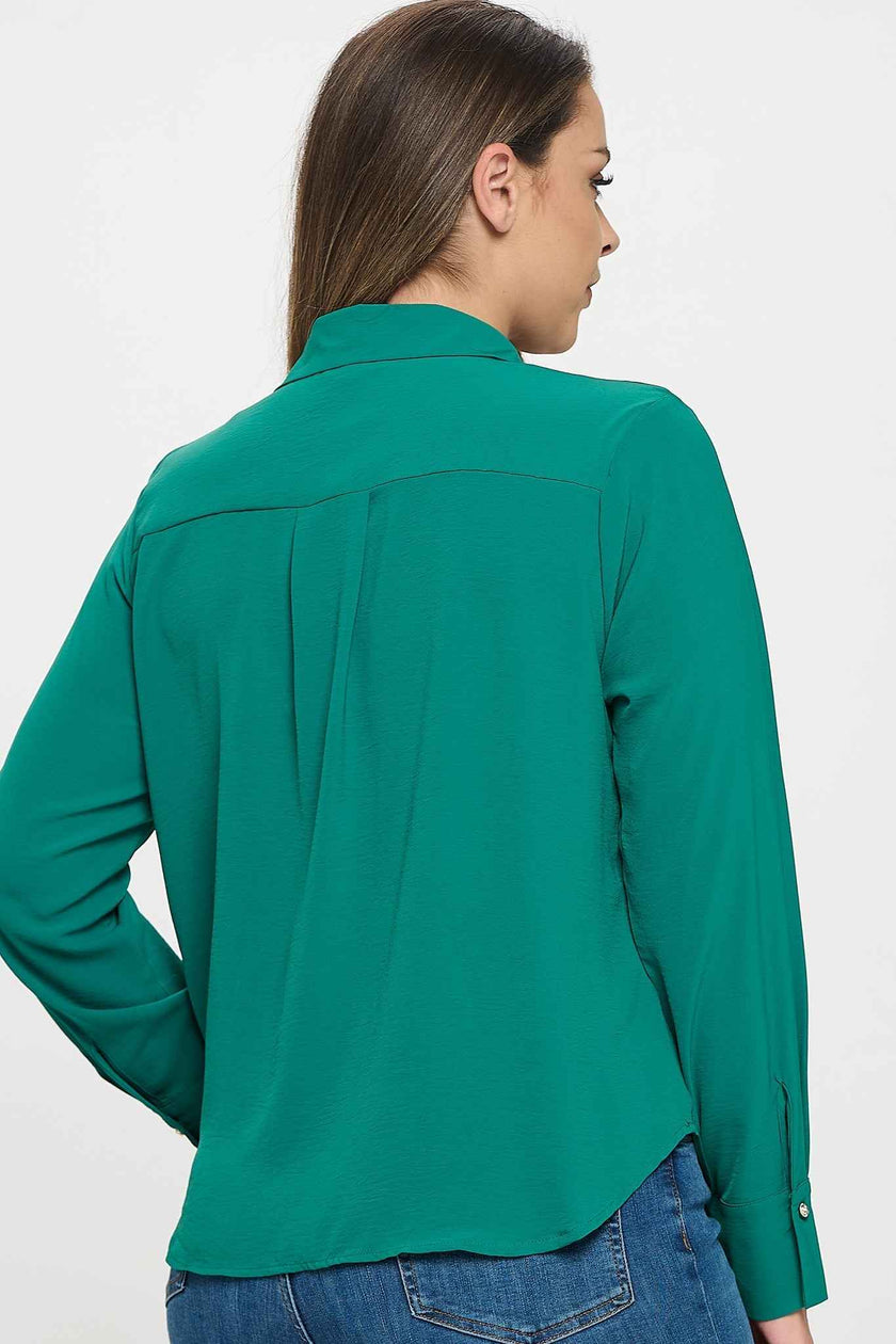 Collared Button Down Long Sleeve Top
