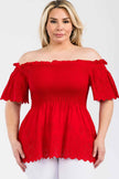 Off Shoulder Smocked Eyelet Top