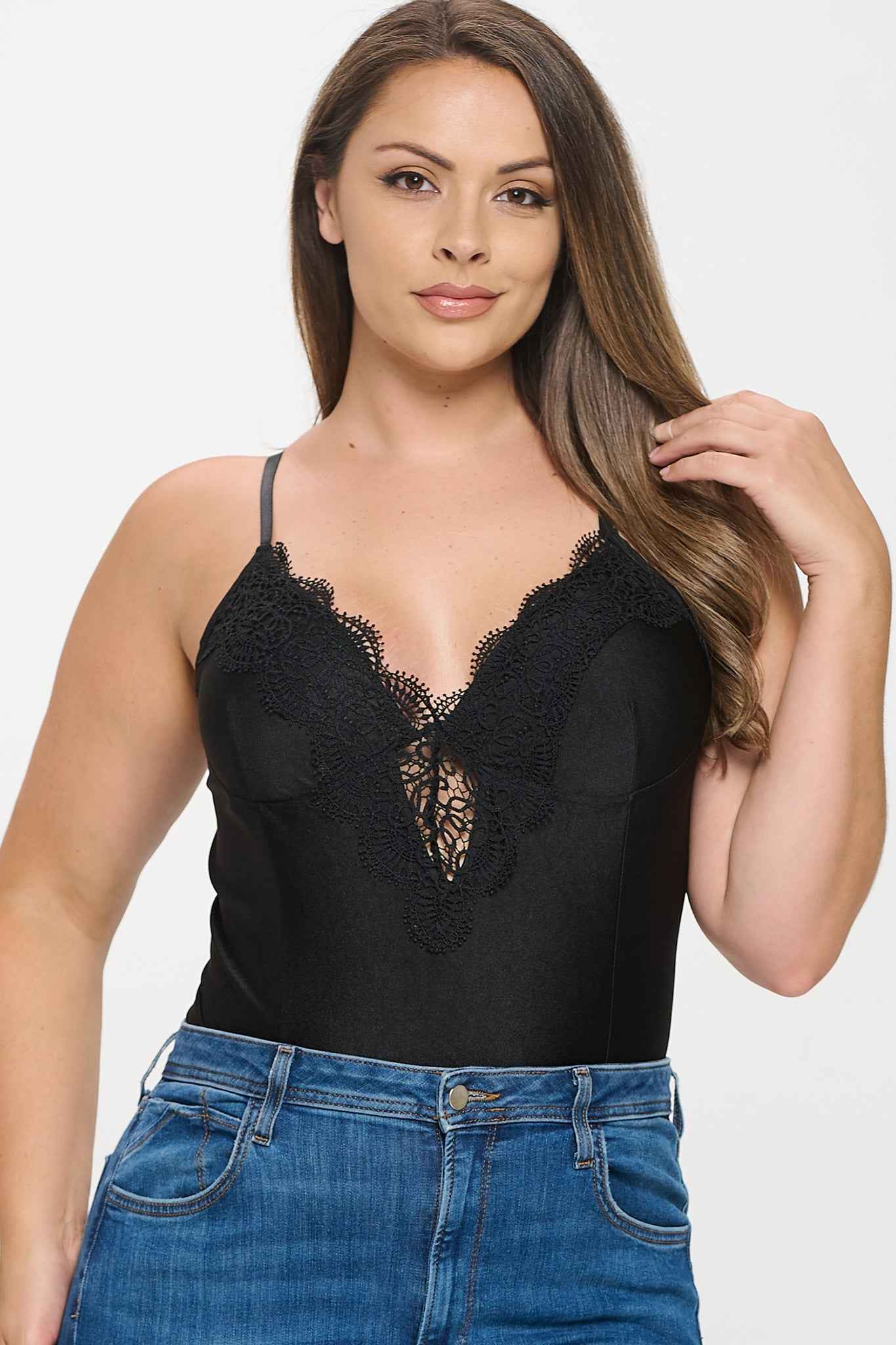 Plus Size Front Lace Bodysuit