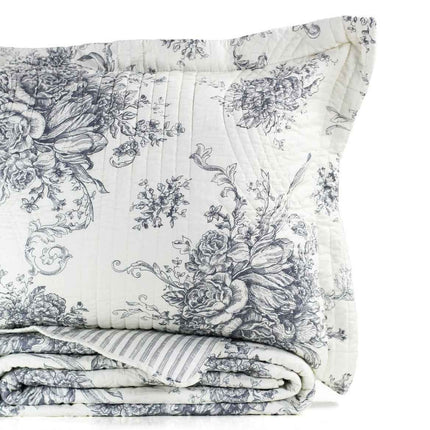 Toile Reversible Cotton Quilt Set