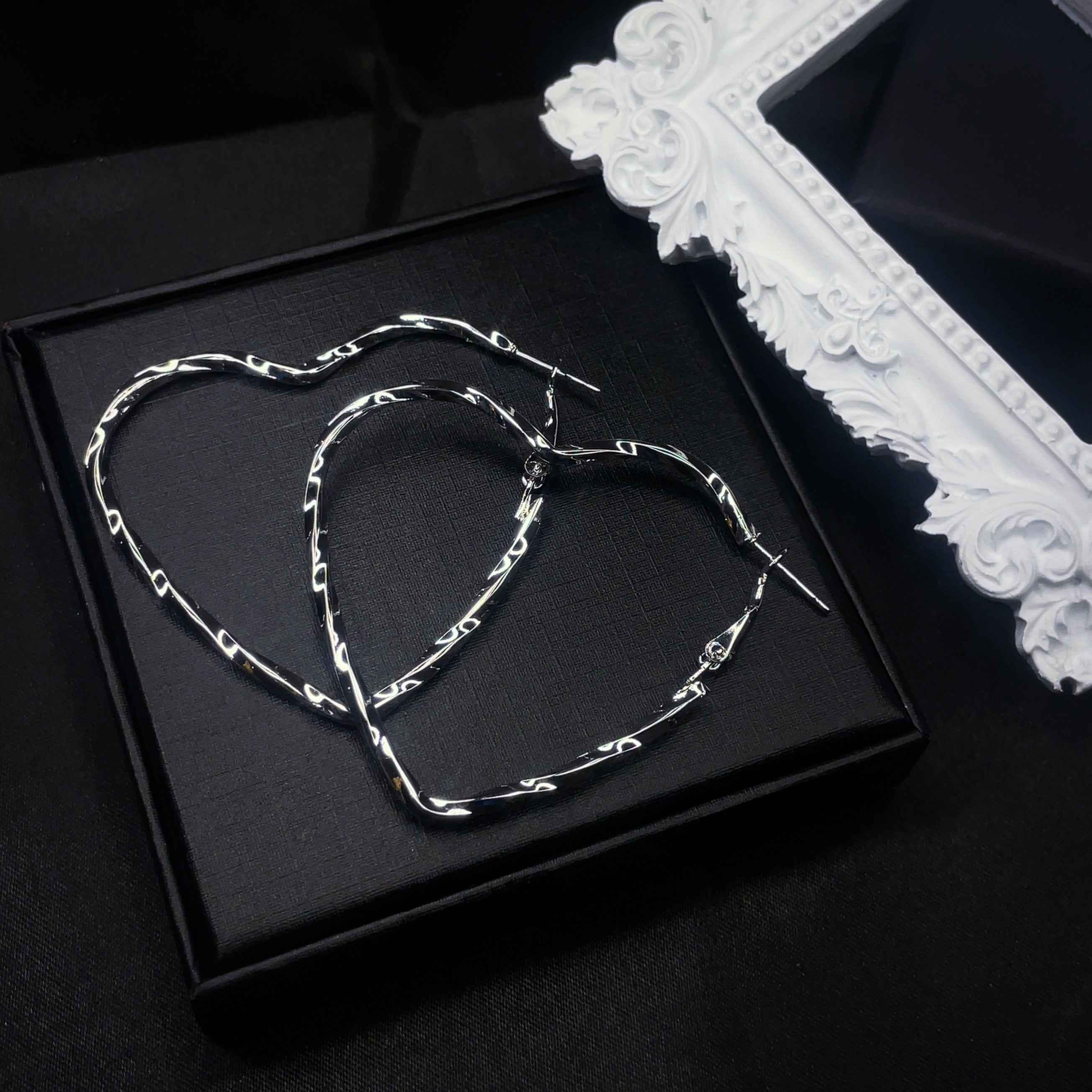 Twisted Heart Hoops Earrings