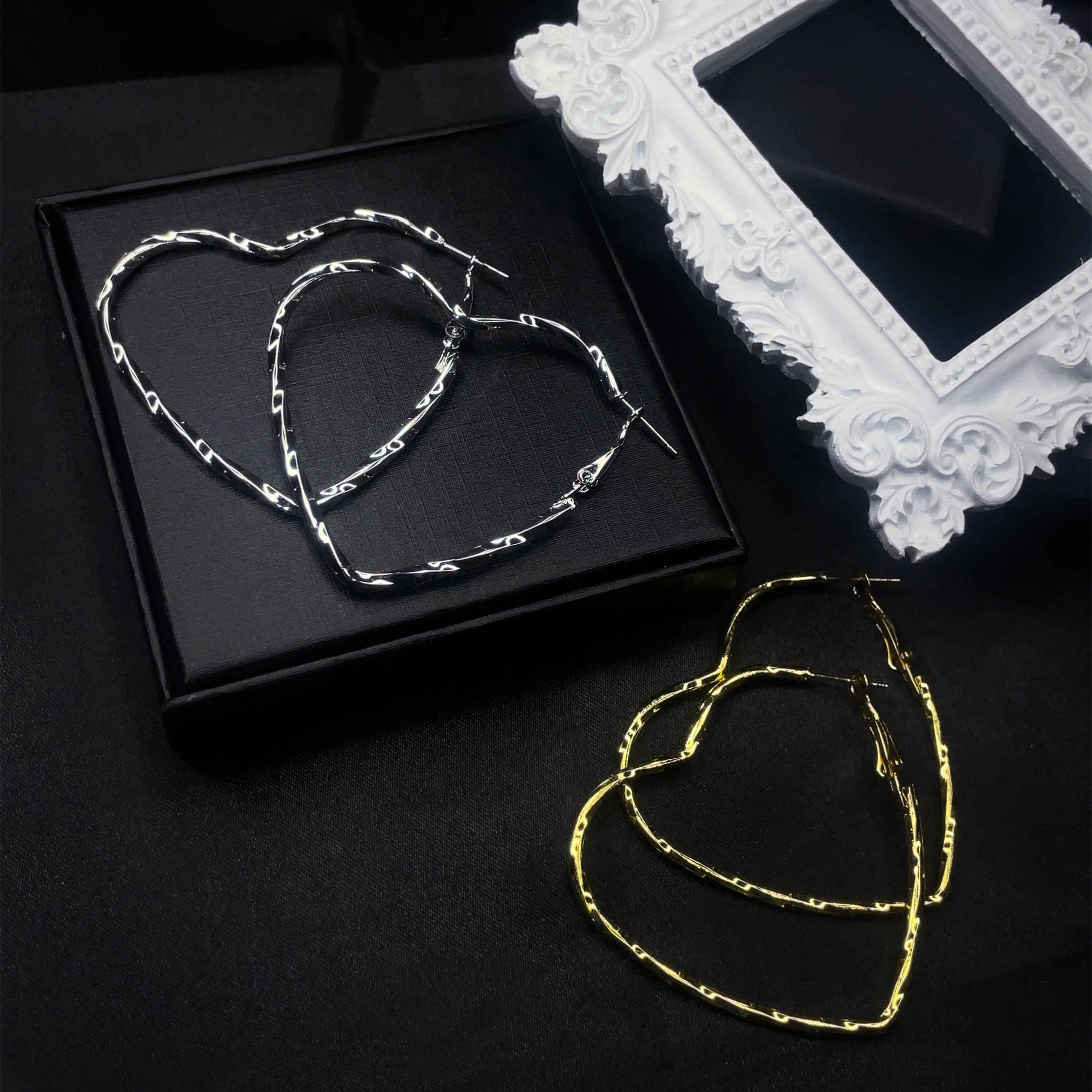 Twisted Heart Hoops Earrings