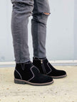 CALTO - Y41082 - 3.2 Inches Taller (Nubuck Black) - Zipper Boots