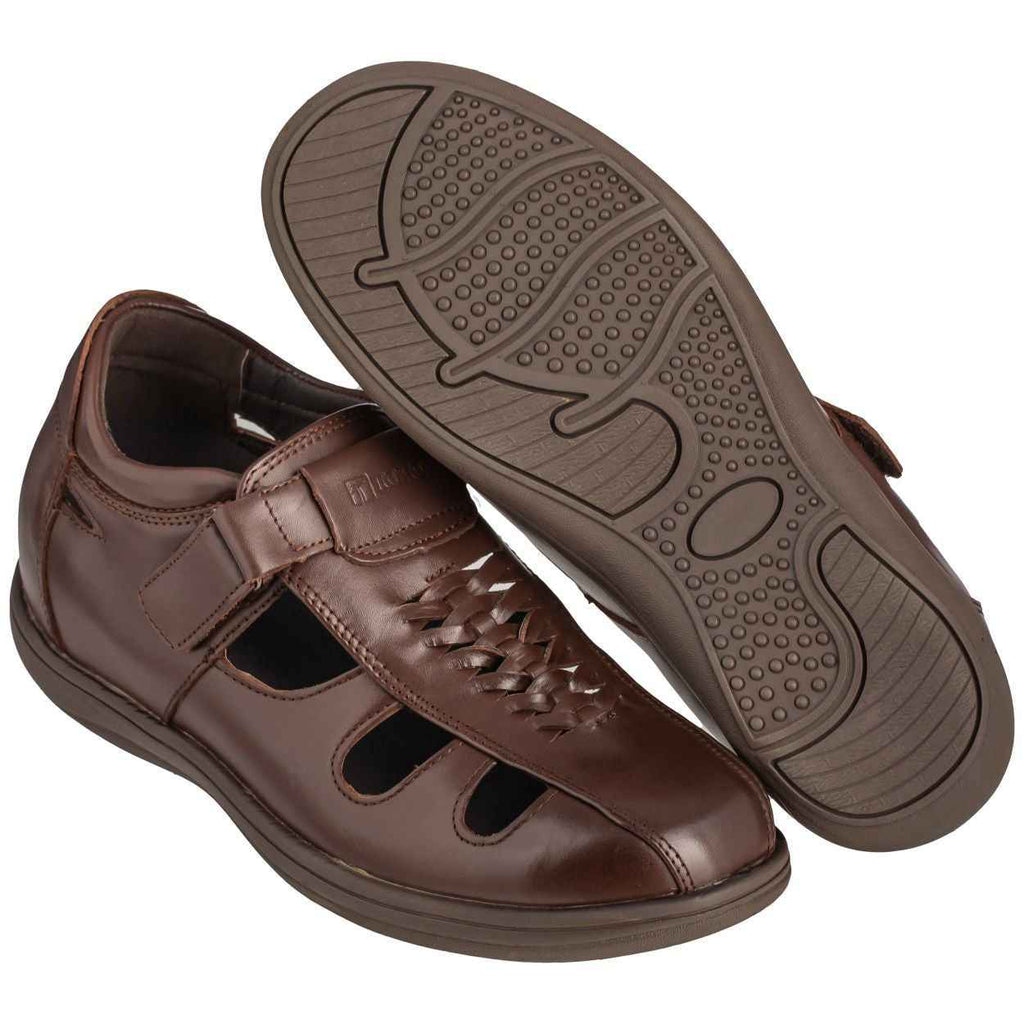 TOTO - G13072 - 3.2 Inches Taller (Cordovan Dark Brown) Braided Sandals - Super Lightweight