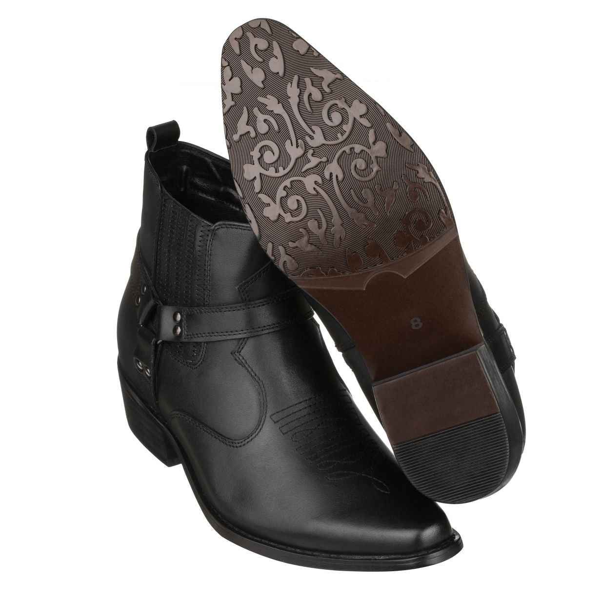 CALTO - T8112 - 3.3 Inches Taller (Black) - Zipper Boots