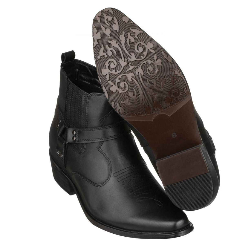 CALTO - T8112 - 3.3 Inches Taller (Black) - Zipper Boots
