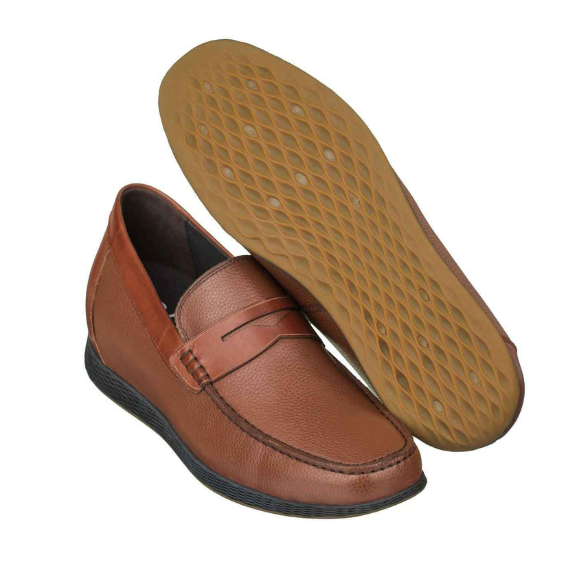 CALTO Lightweight Brown Penny Loafers - 2.4 Inches - S1092