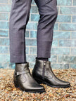 CALTO - T8112 - 3.3 Inches Taller (Black) - Zipper Boots