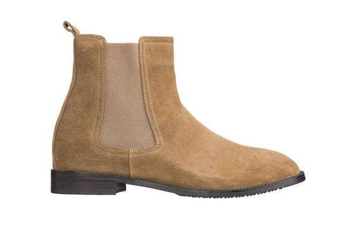 CALTO - K33091 - 2.9 Inches Taller (Khaki Brown) - Suede Chelsea Boot