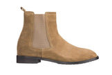 CALTO - K33091 - 2.9 Inches Taller (Khaki Brown) - Suede Chelsea Boot