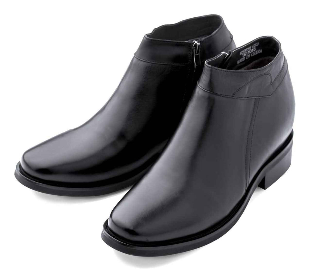 Black CALDEN Leather Zipper Dress Boots - 3.2 Inches - K50658