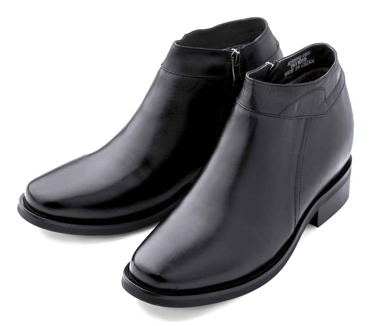 Black CALDEN Leather Zipper Dress Boots - 3.2 Inches - K50658