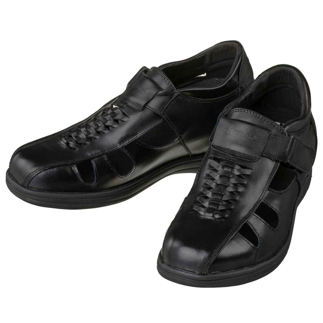 TOTO Black Braided Leather Sandals - Three Inches - G1307
