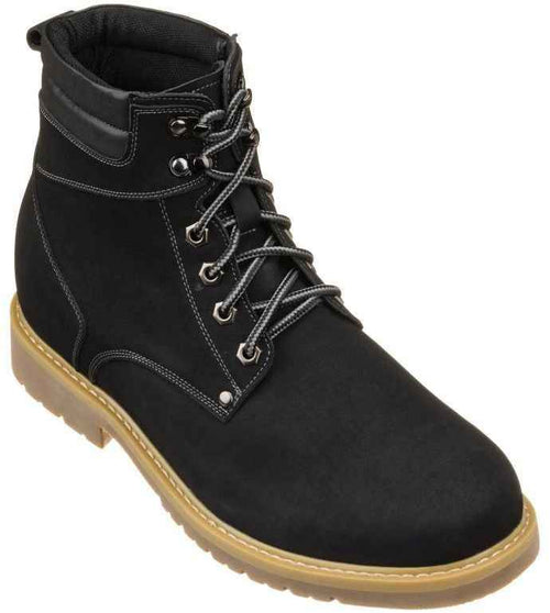 CALTO - K8820 - 3.2 Inches Taller (Nubuck Black) - Work Style Boot