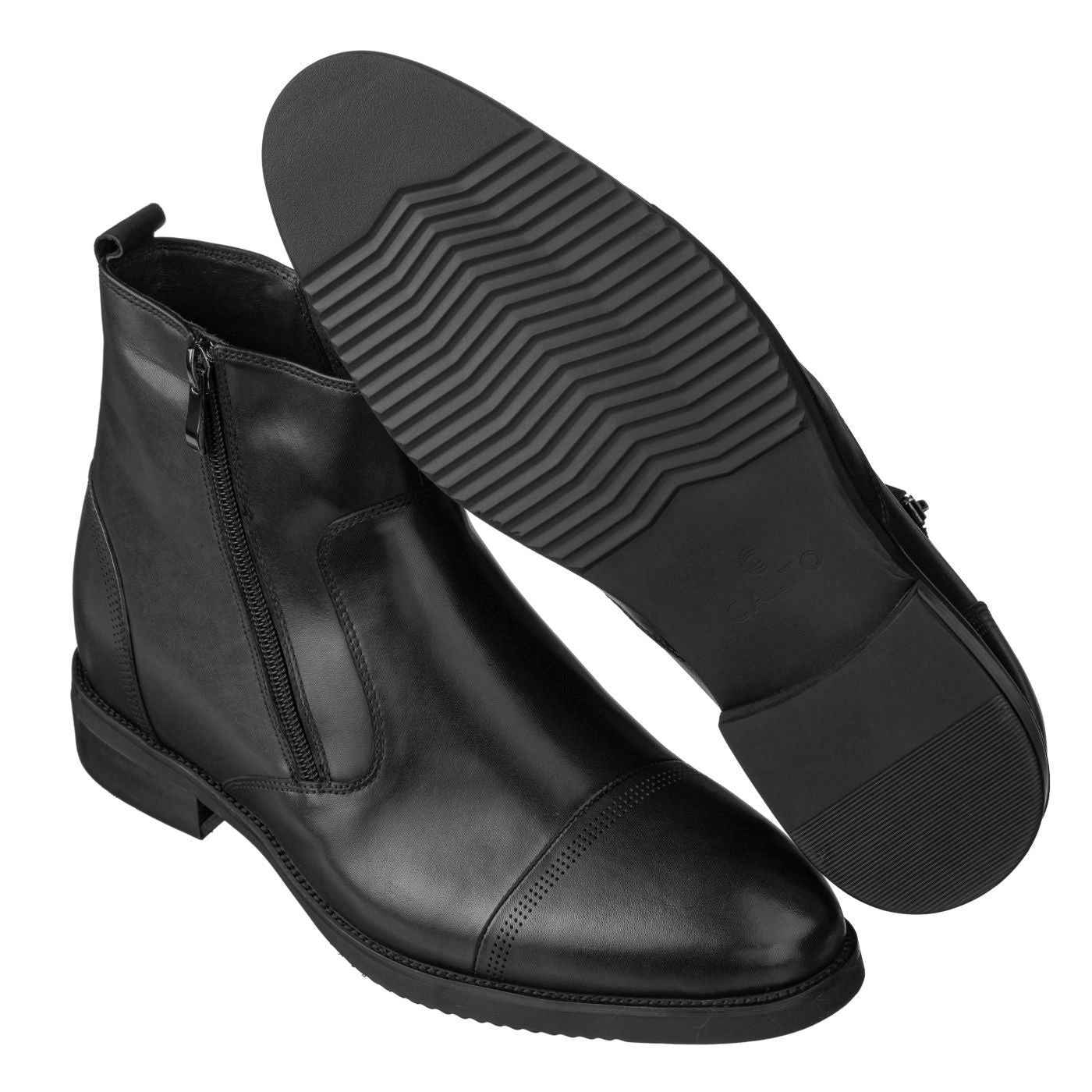 CALTO - S28001 - 3.2 Inches Taller (Black) - Lightweight - Zipper Boots