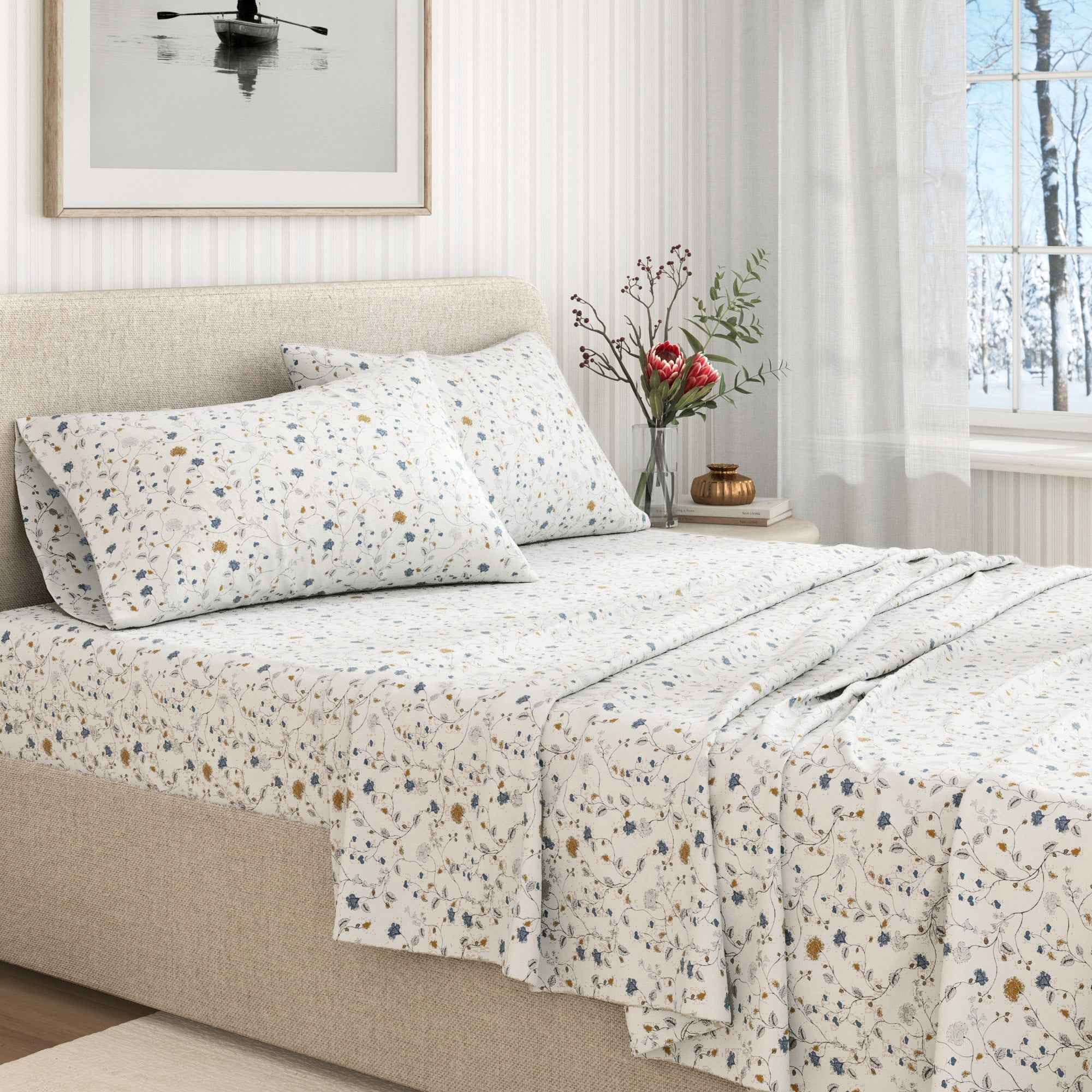 Turkish Cotton Flannel Sheet Set - Winter Floral Collection