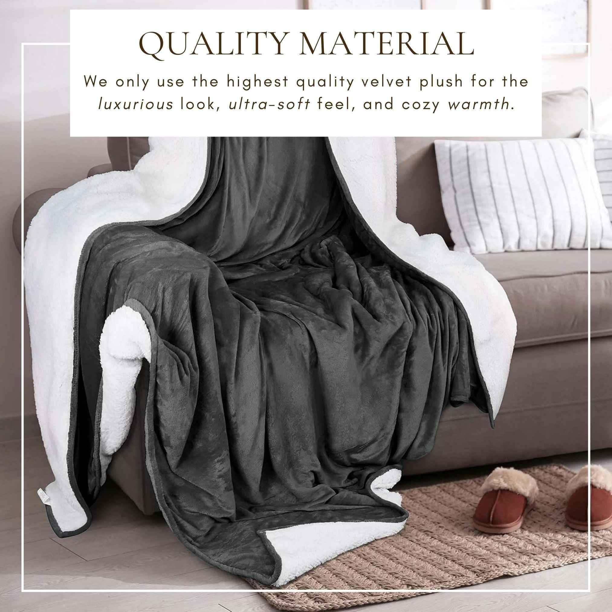 Velvet Plush Sherpa Bed Blanket - Sherpa Fleece Collection