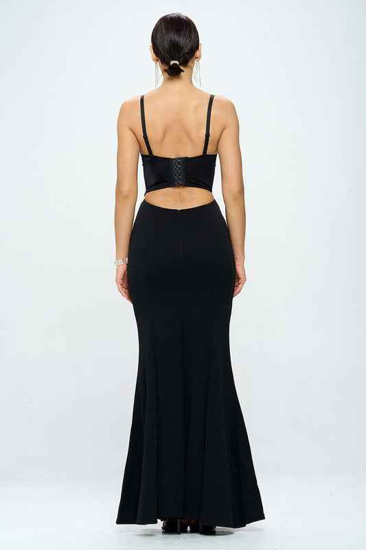 Beaded Bustier Mermaid Maxi Dress