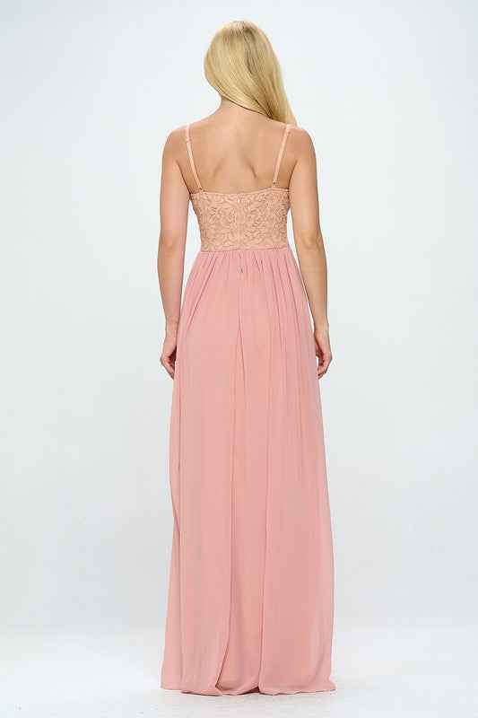 Lace Detail Bustier Floor Length Maxi Dress