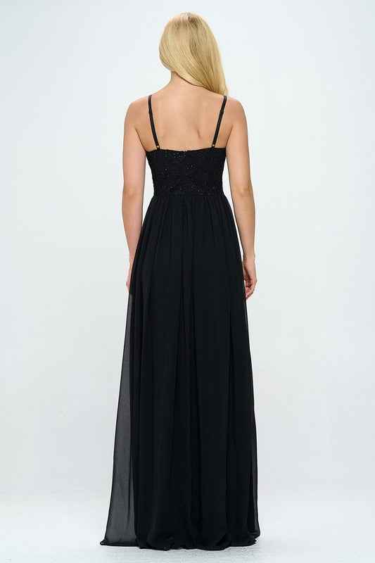 Lace Detail Bustier Floor Length Maxi Dress