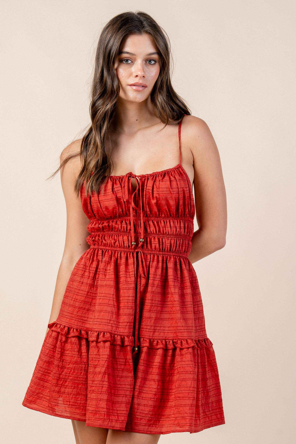 JACQUARD NYLON RAYON MINI DRESS