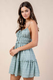 JACQUARD NYLON RAYON MINI DRESS