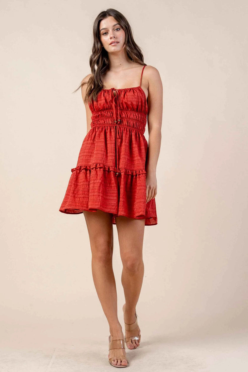 JACQUARD NYLON RAYON MINI DRESS