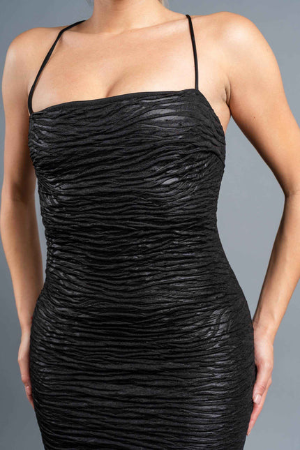 CHIC TEXTURED COATING KNIT BODYCON MINI DRESS