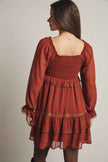 Crinkled Tiered Boho Mini Dress