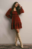 Crinkled Tiered Boho Mini Dress