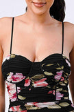 FLORAL MESH RUCHED BODYCON MINI DRESS