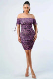 LEOPARD PRINT SHIRRING BODYCON DRESS