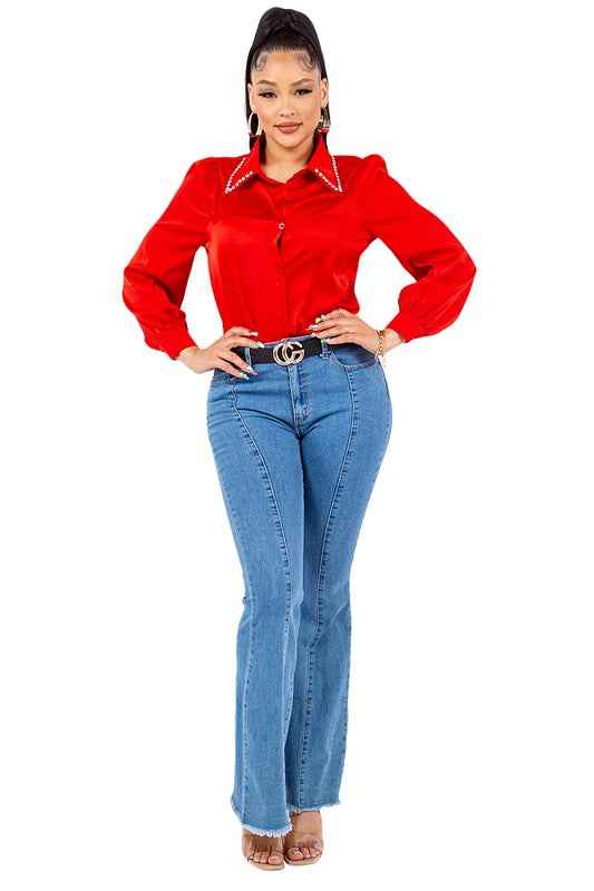 Diamond Collared Button Down Shirt