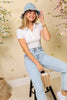 LAUREN COLLARED RIBBED KNIT POLO CROP TOP
