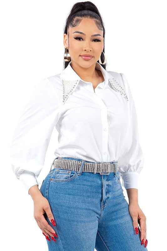 Pearl Collared Button Down Shirt
