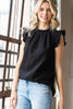 SOLID RUFFLE MOCK NECK BLOUSE