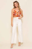 Bungee sleeveless satin print top