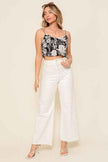 Bungee sleeveless satin print top
