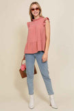 BABYDOLL TOP WITH RUFFLE SLEEVES AND NECKLINE