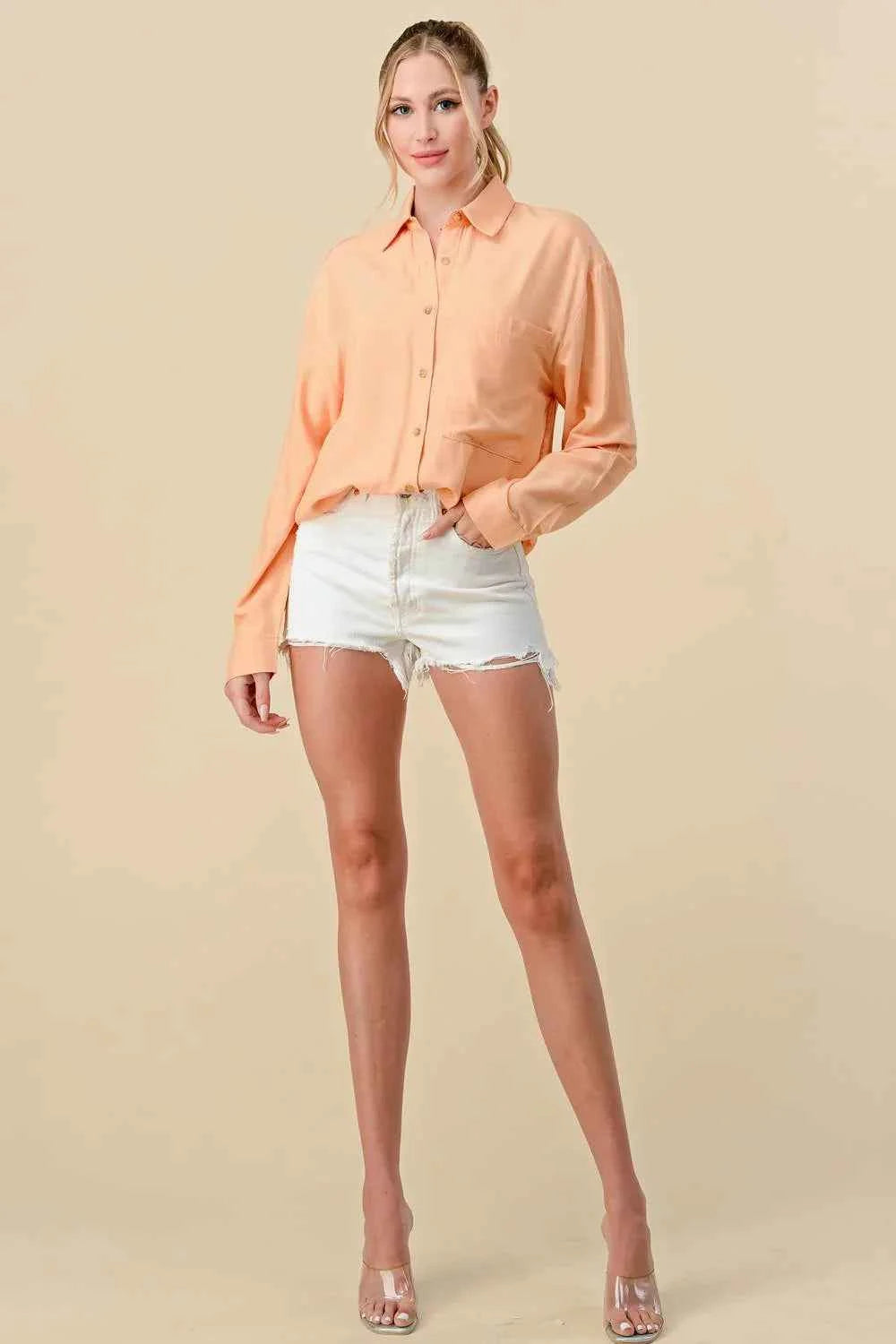 BASIC COLLARED BUTTON DOWN LONG SLEEVES SHIRTS