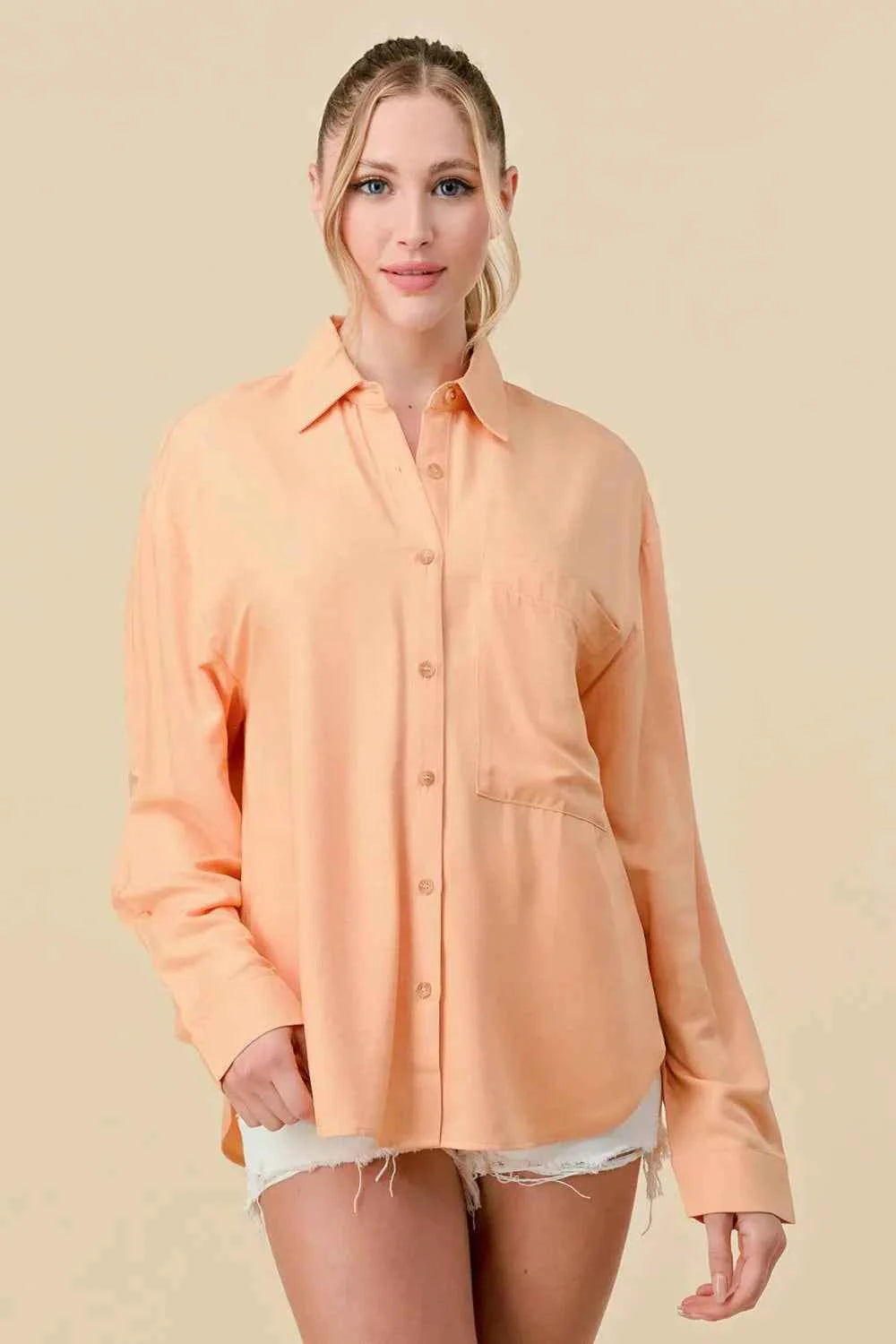 BASIC COLLARED BUTTON DOWN LONG SLEEVES SHIRTS