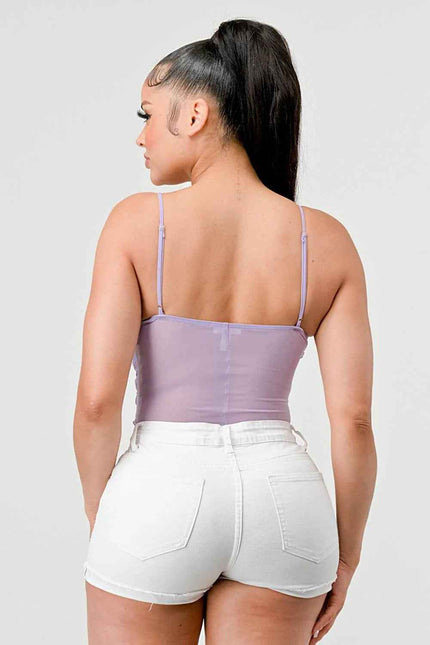 SEXY MESH CHEVRON PATTERN BODYSUIT