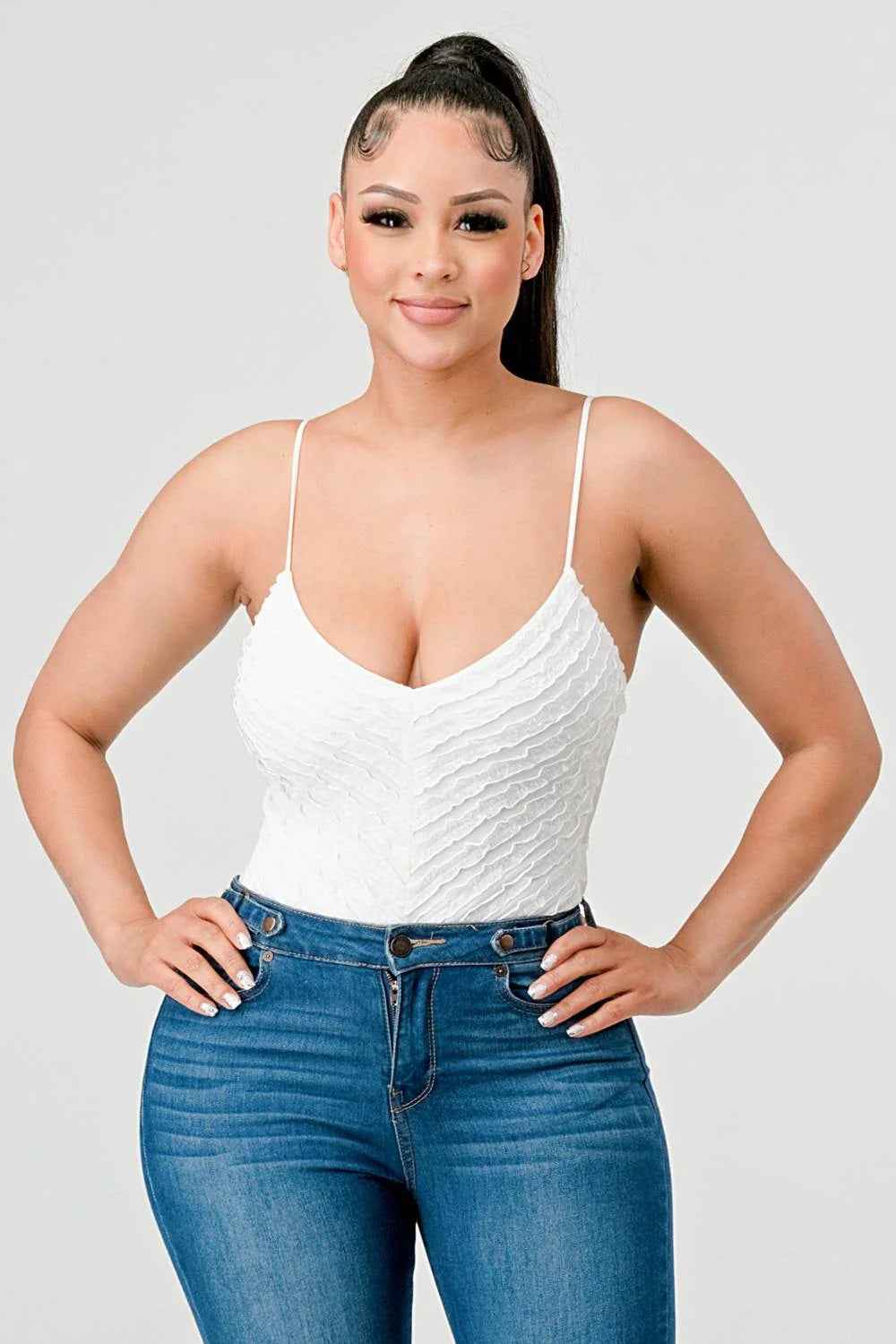 SEXY MESH CHEVRON PATTERN BODYSUIT