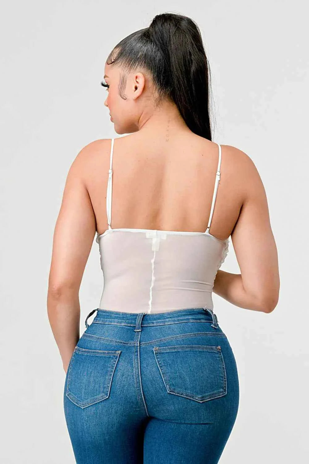 SEXY MESH CHEVRON PATTERN BODYSUIT