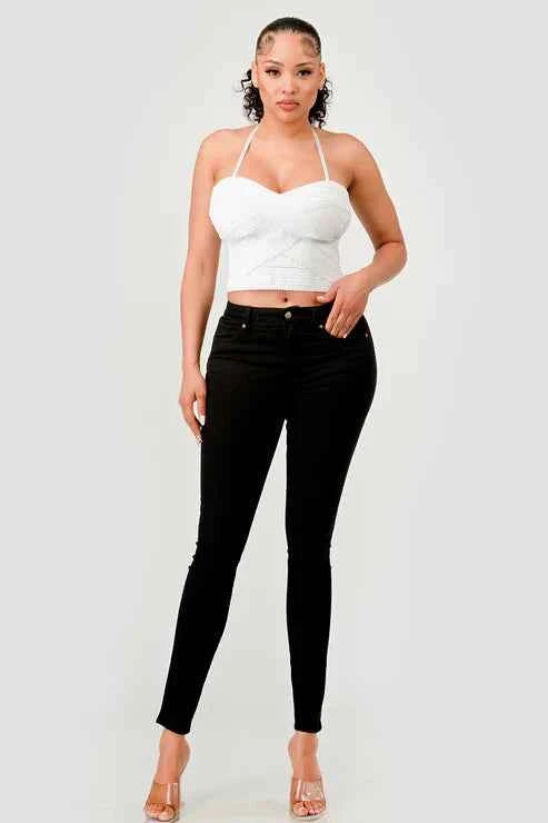 ZIG ZAG BANDAGE CROP TUBE TOP